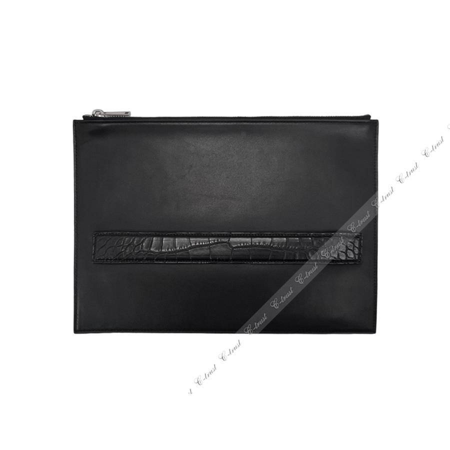 L054.. BOTTEGA VENETA ボッテガ ヴェネタ クラッチバッグ BAG ドキュメント ケース リアルクロコ カーフ イタリア製 新品 ★ 1000 BLACKの画像