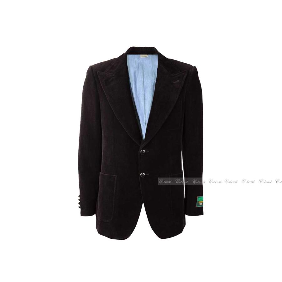 L316-48.. GUCCI グッチ ジャケット JK テーラード ワッペン ベルベット ビロード ロゴ シングル イタリア製 新品 ★ 1000 ブラックの画像