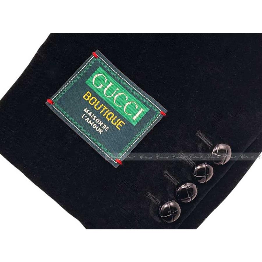 L316-48.. GUCCI グッチ ジャケット JK テーラード ワッペン ベルベット ビロード ロゴ シングル イタリア製 新品 ★ 1000 ブラックの画像