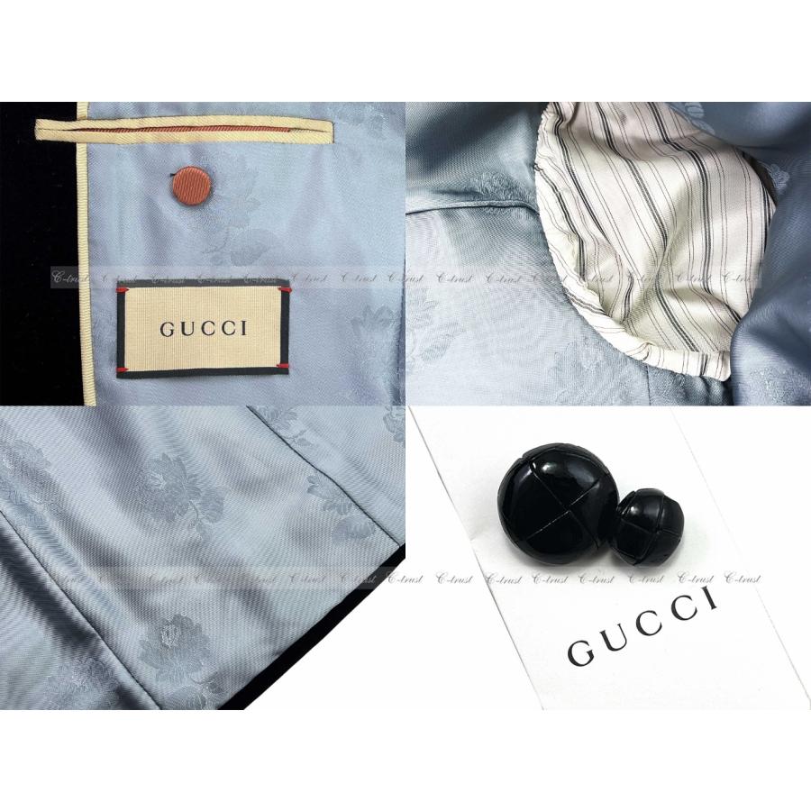 L316-48.. GUCCI グッチ ジャケット JK テーラード ワッペン ベルベット ビロード ロゴ シングル イタリア製 新品 ★ 1000 ブラックの画像
