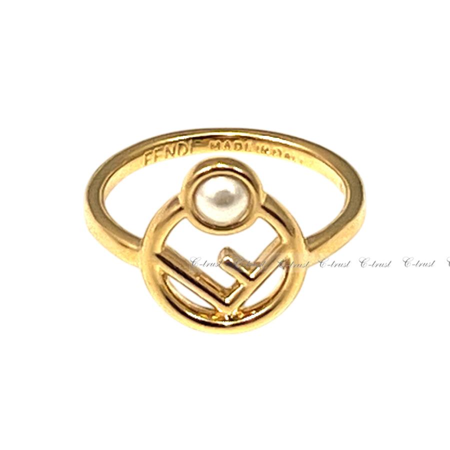 【美品】FENDI リング FFリング 指輪 ゴールド M FENDI L325-M.. フェンディ RING リング 指輪 F is Fendi パール
