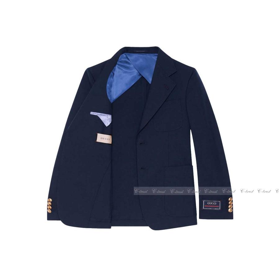 L339-46.. GUCCI グッチ ジャケット JK テーラード フォーマル ワッペン ロゴ シングル イタリア製 新品 ★ 4240 ネイビーの画像