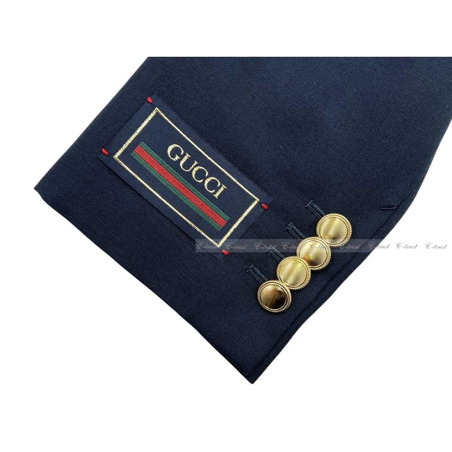 L339-46.. GUCCI グッチ ジャケット JK テーラード フォーマル ワッペン ロゴ シングル イタリア製 新品 ★ 4240 ネイビーの画像