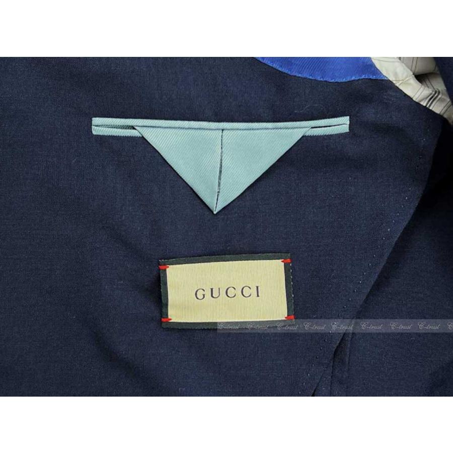 L339-46.. GUCCI グッチ ジャケット JK テーラード フォーマル ワッペン ロゴ シングル イタリア製 新品 ★ 4240 ネイビーの画像