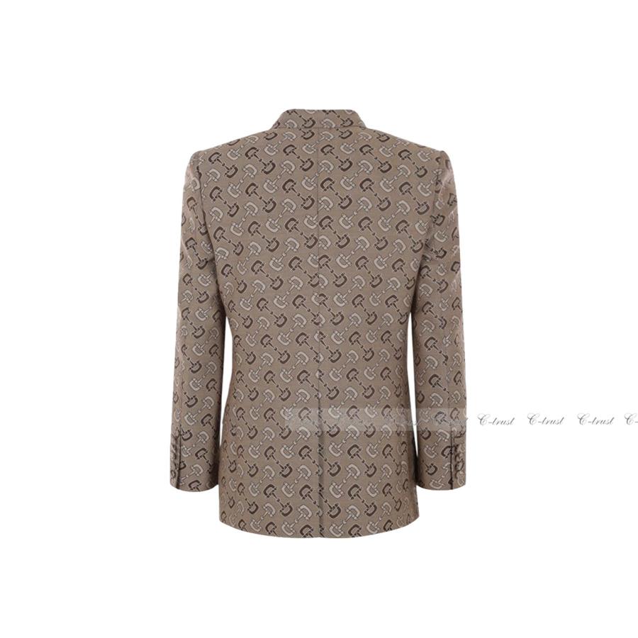 L366-46.. GUCCI グッチ ジャケット JK テーラード MAXI HORSEBIT ホースビット ワッペン ロゴ ダブル イタリア製 新品 ★ 9549 ベージュの画像