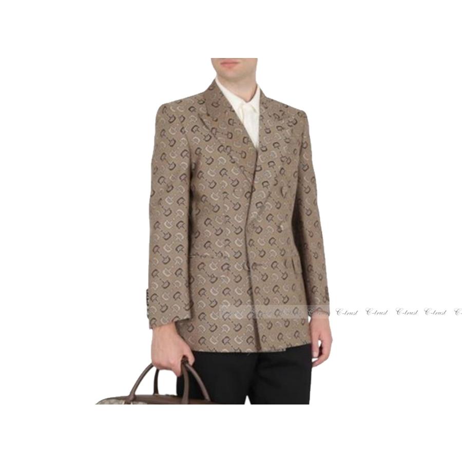 L366-46.. GUCCI グッチ ジャケット JK テーラード MAXI HORSEBIT ホースビット ワッペン ロゴ ダブル イタリア製 新品 ★ 9549 ベージュの画像