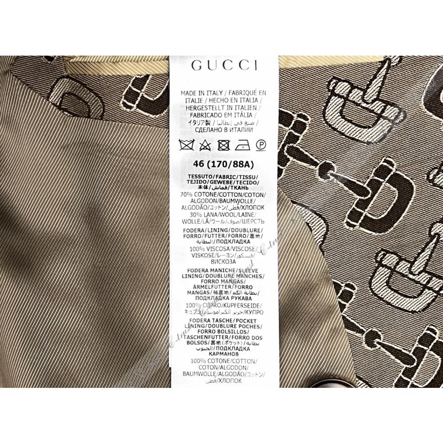 L366-46.. GUCCI グッチ ジャケット JK テーラード MAXI HORSEBIT ホースビット ワッペン ロゴ ダブル イタリア製 新品 ★ 9549 ベージュの画像