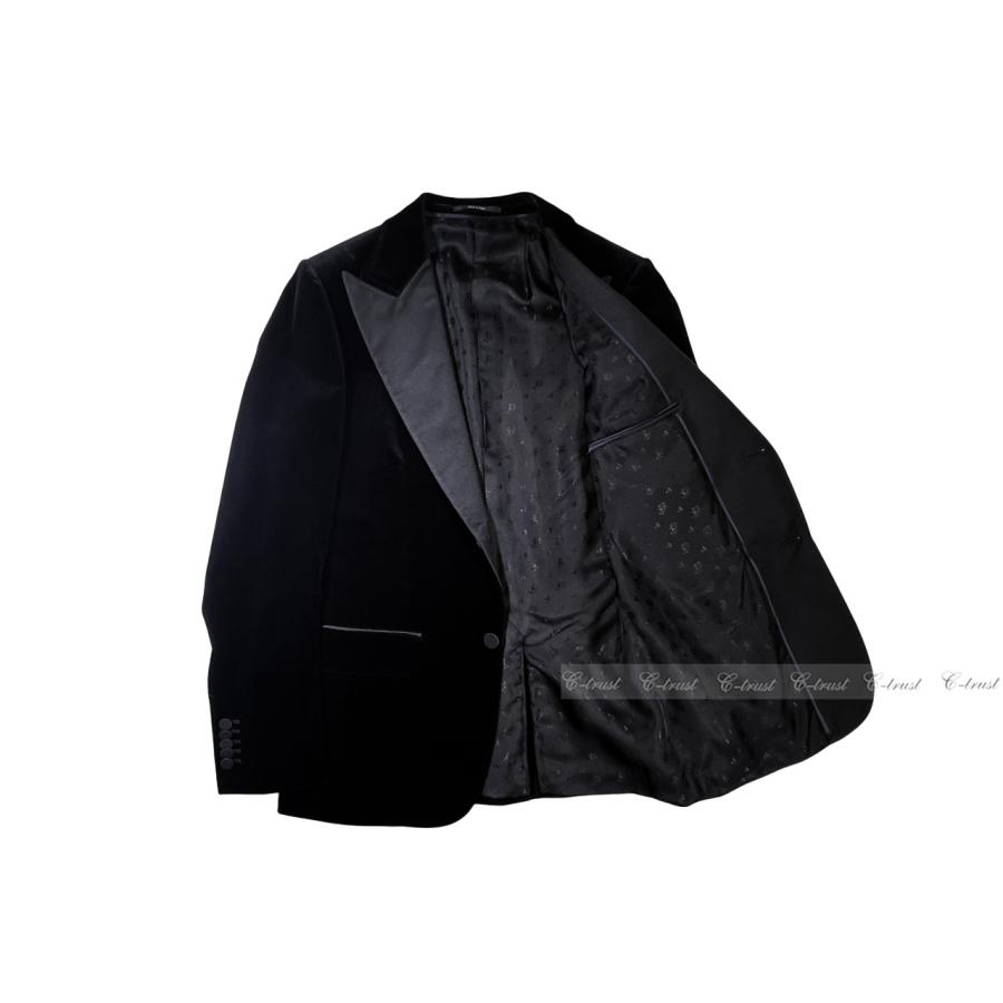 L369-46.. GUCCI グッチ ジャケット JK テーラード フォーマル ピークドラペル バーティー ロゴ シングル イタリア製 新品 ★ 1000 ブラックの画像