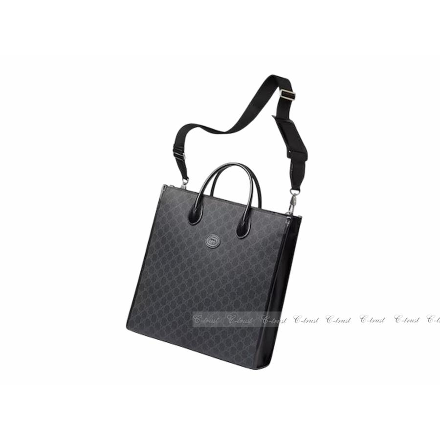 L518-BK.. GUCCI グッチ トート バッグ BAG GG レトロ ミディアム ストラップ ショッパー ロゴ イタリア製 新品 ★ 1000 ブラックの画像