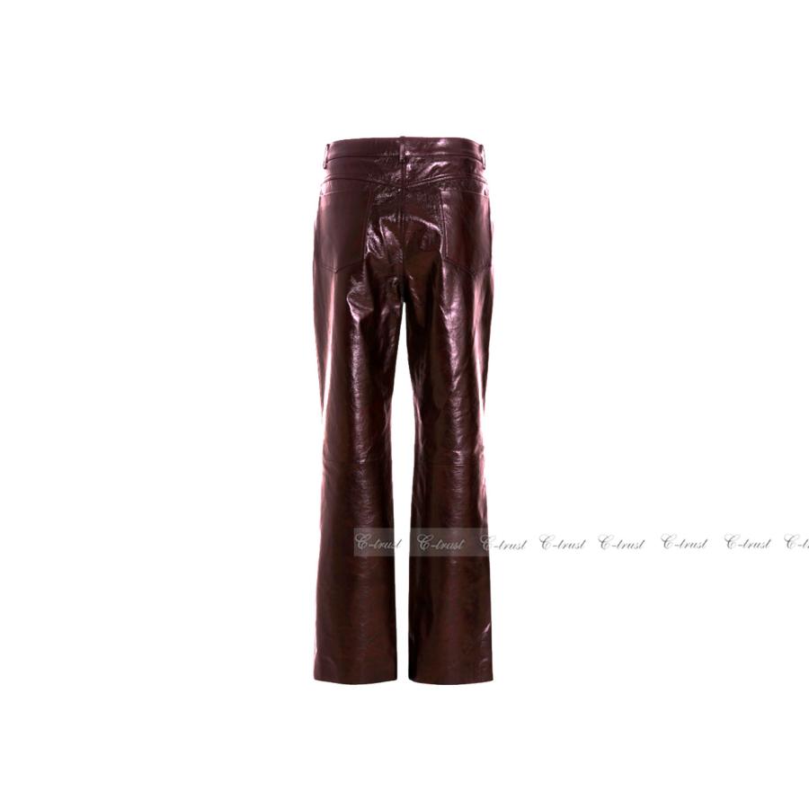 L529-46.. GUCCI グッチ パンツ ボトムス ソフト ラムレザー 100% 光沢 メンズ イタリア製 新品 ★ ボルドー.の画像