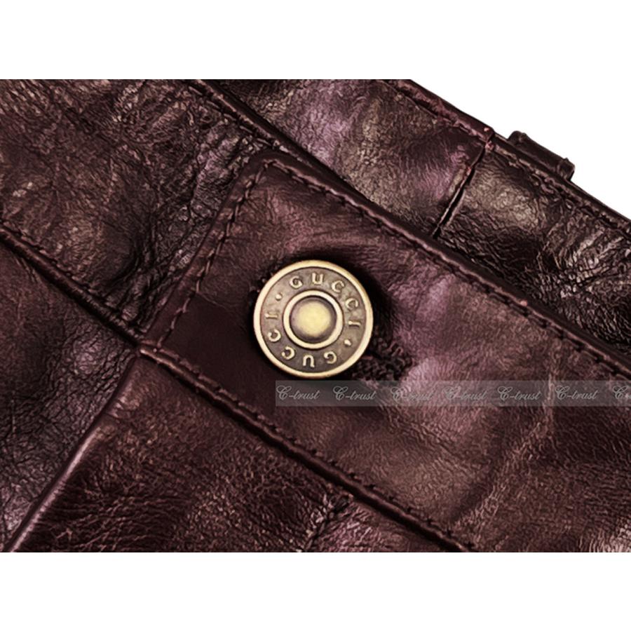L529-46.. GUCCI グッチ パンツ ボトムス ソフト ラムレザー 100% 光沢 メンズ イタリア製 新品 ★ ボルドー.の画像