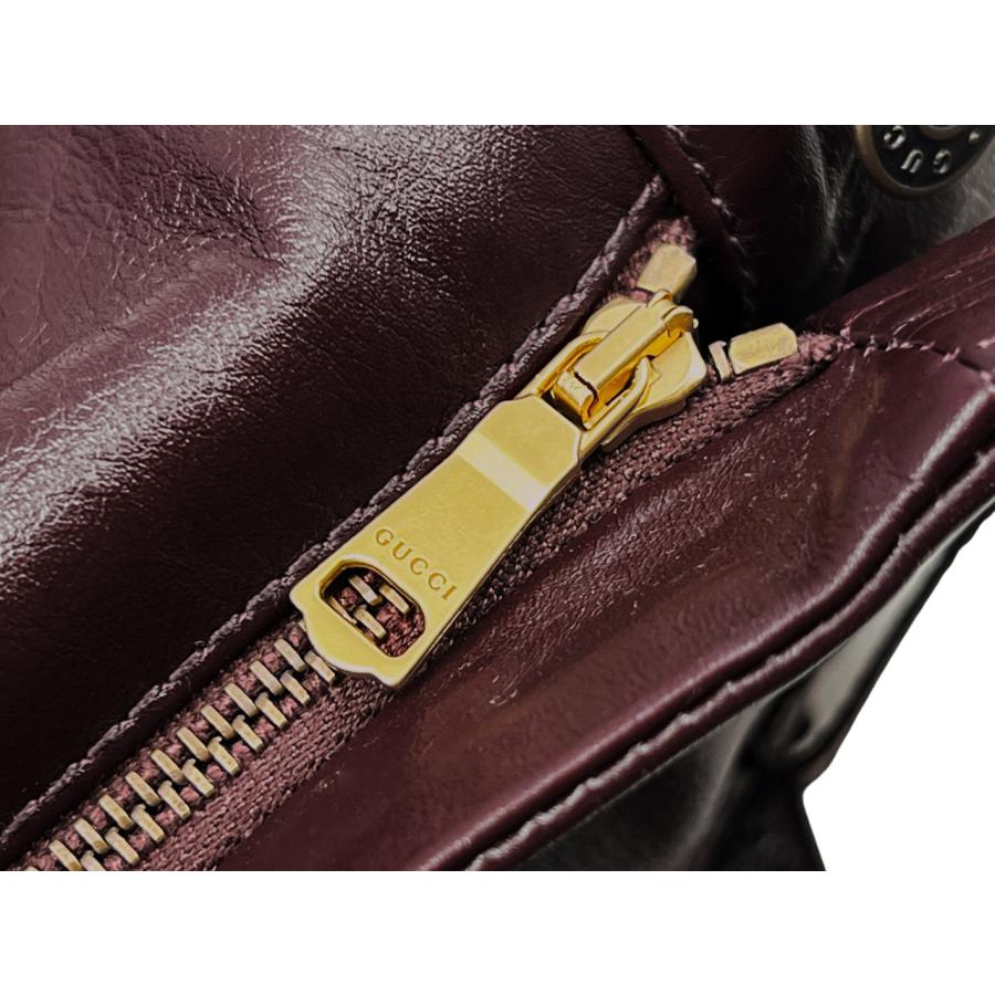 L529-46.. GUCCI グッチ パンツ ボトムス ソフト ラムレザー 100% 光沢 メンズ イタリア製 新品 ★ ボルドー.の画像