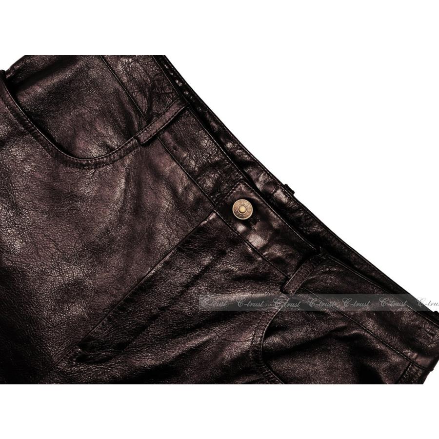 L533-48.. GUCCI グッチ パンツ ボトムス ソフト ラムレザー 100% 光沢 メンズ イタリア製 新品 ★ ダークボルドーの画像