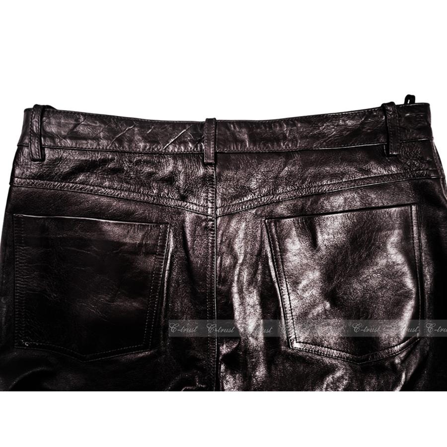 L533-48.. GUCCI グッチ パンツ ボトムス ソフト ラムレザー 100% 光沢 メンズ イタリア製 新品 ★ ダークボルドーの画像