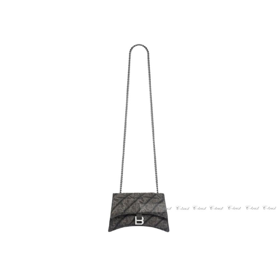 L542.. BALENCIAGA バレンシアガ BAG バッグ CHAIN キルティング デニム ハンドバッグ チェーン ショルダー イタリア製 新品 ★ 1000 ブラックの画像