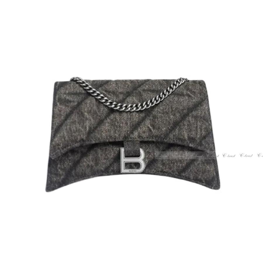 L542.. BALENCIAGA バレンシアガ BAG バッグ CHAIN キルティング デニム ハンドバッグ チェーン ショルダー イタリア製 新品 ★ 1000 ブラックの画像