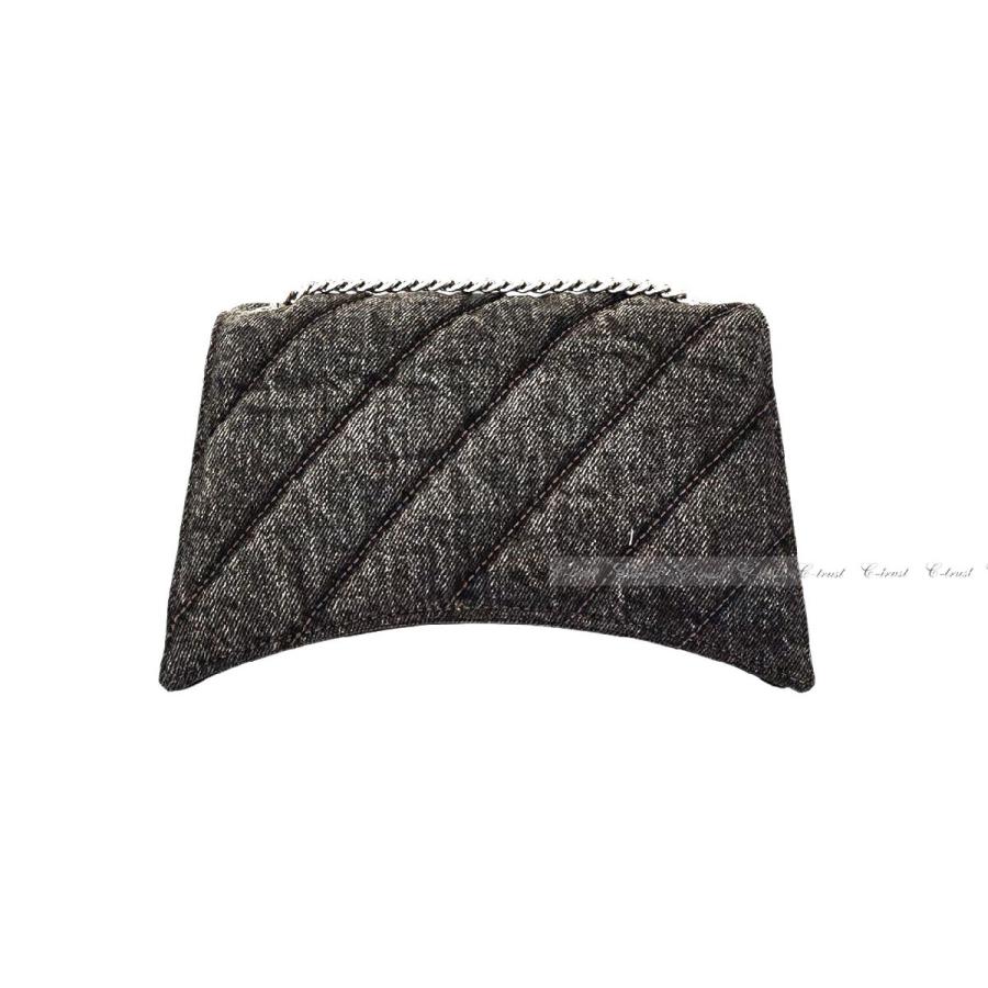 L542.. BALENCIAGA バレンシアガ BAG バッグ CHAIN キルティング デニム ハンドバッグ チェーン ショルダー イタリア製 新品 ★ 1000 ブラックの画像