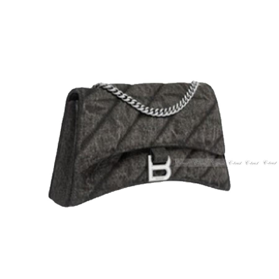 L542.. BALENCIAGA バレンシアガ BAG バッグ CHAIN キルティング デニム ハンドバッグ チェーン ショルダー イタリア製 新品 ★ 1000 ブラックの画像
