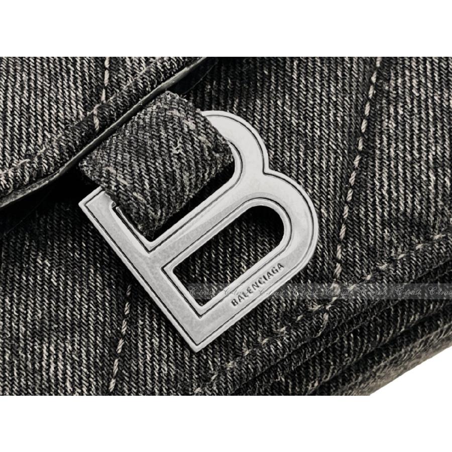 L542.. BALENCIAGA バレンシアガ BAG バッグ CHAIN キルティング デニム ハンドバッグ チェーン ショルダー イタリア製 新品 ★ 1000 ブラックの画像