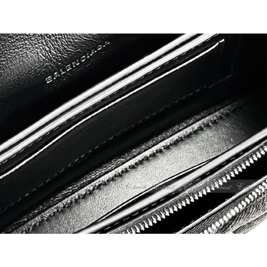 L542.. BALENCIAGA バレンシアガ BAG バッグ CHAIN キルティング デニム ハンドバッグ チェーン ショルダー イタリア製 新品 ★ 1000 ブラックの画像