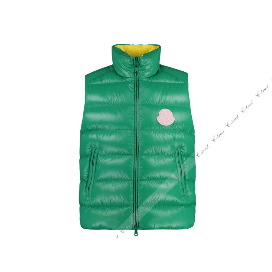 L671-2.. MONCLER モンクレール PARKE ダウン ベスト メンズ パッチ ロゴ 新品 ★ 850 グリーンの画像