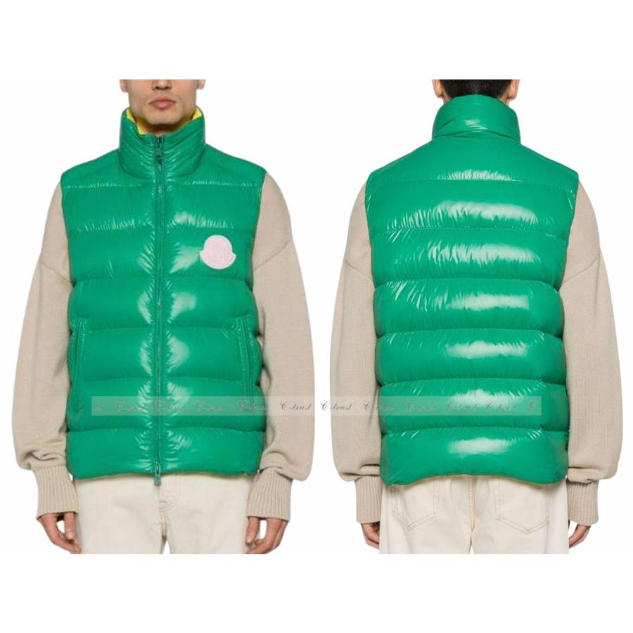 L671-2.. MONCLER モンクレール PARKE ダウン ベスト メンズ パッチ ロゴ 新品 ★ 850 グリーンの画像