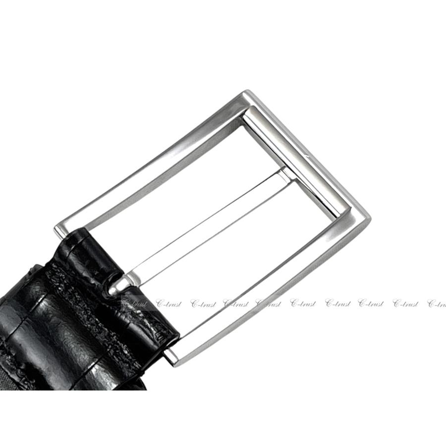 L701-85.. PRADA プラダ ベルト BELT リアル クロコ クロコダイル ビジネス バックル ロゴ メンズ 最高級 新品 ★ ブラックの画像