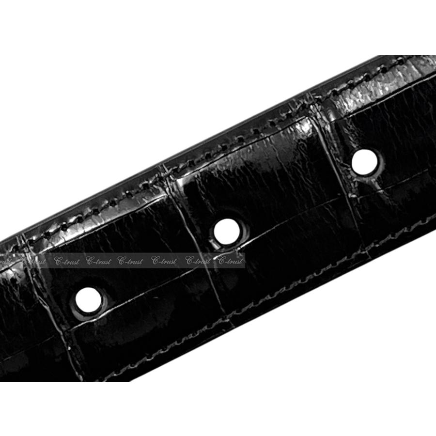 L701-85.. PRADA プラダ ベルト BELT リアル クロコ クロコダイル ビジネス バックル ロゴ メンズ 最高級 新品 ★ ブラックの画像