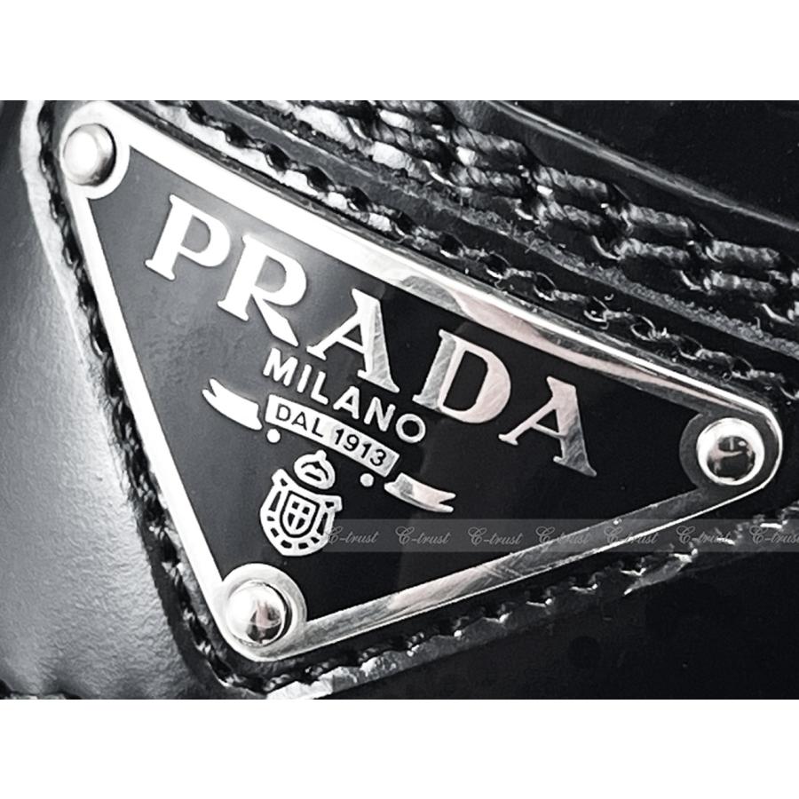 L788-9.. PRADA プラダ シューズ ローファー スワロ スタッズ ラインストーン レザー 靴 ロゴ メンズイタリア製 新品 ★ ブラックの画像