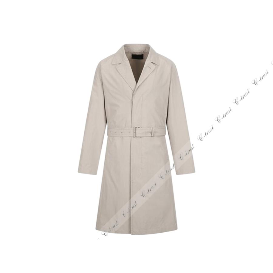 L793-48.. PRADA プラダ トレンチ コート パナマ シングル ビジネス 定番ベージュ トライアングル ロゴ イタリア製 新品 ★ CALCEの画像