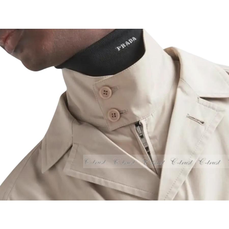 L793-48.. PRADA プラダ トレンチ コート パナマ シングル ビジネス 定番ベージュ トライアングル ロゴ イタリア製 新品 ★ CALCEの画像