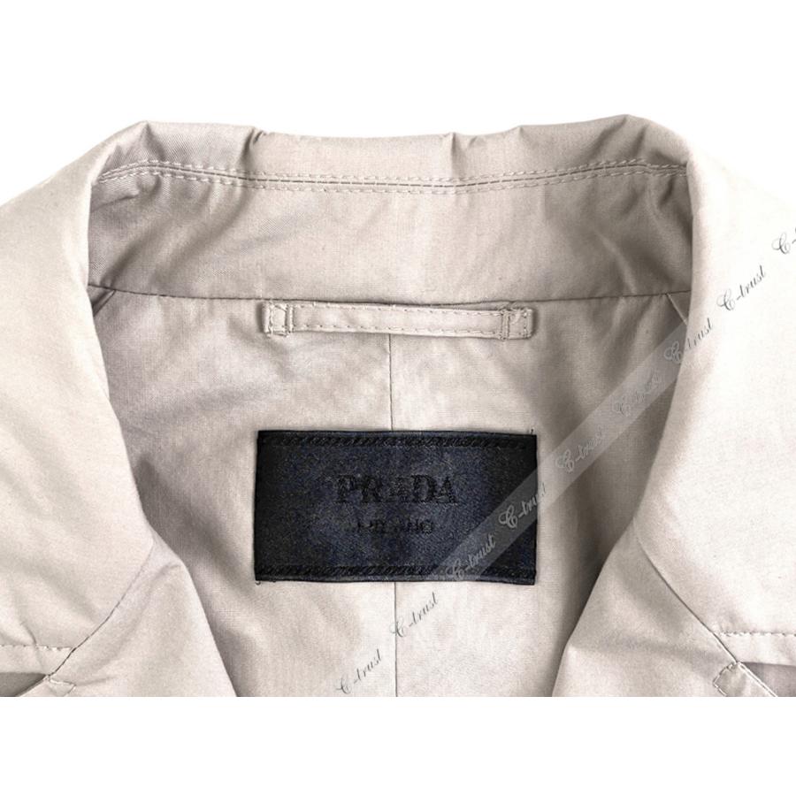 L793-48.. PRADA プラダ トレンチ コート パナマ シングル ビジネス 定番ベージュ トライアングル ロゴ イタリア製 新品 ★ CALCEの画像