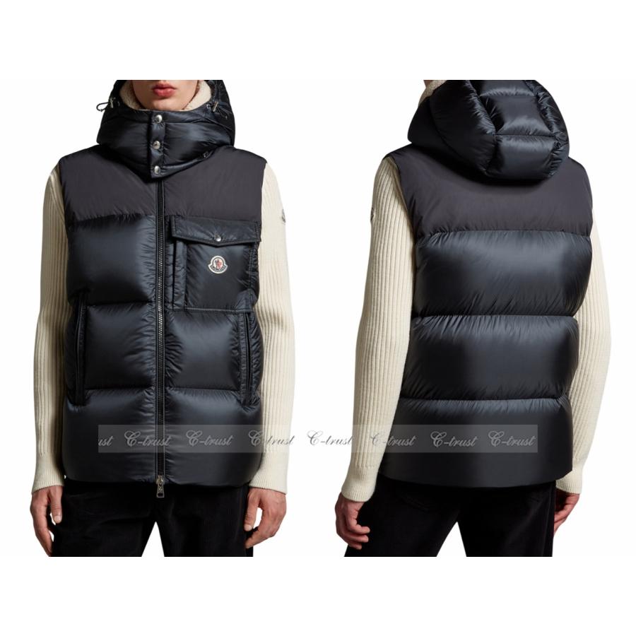 L812-2.. MONCLER モンクレール OUST ダウン ベスト アウター ジレ メンズ アイコン パッチ ロゴ 新品 ★ 999 ブラックの画像