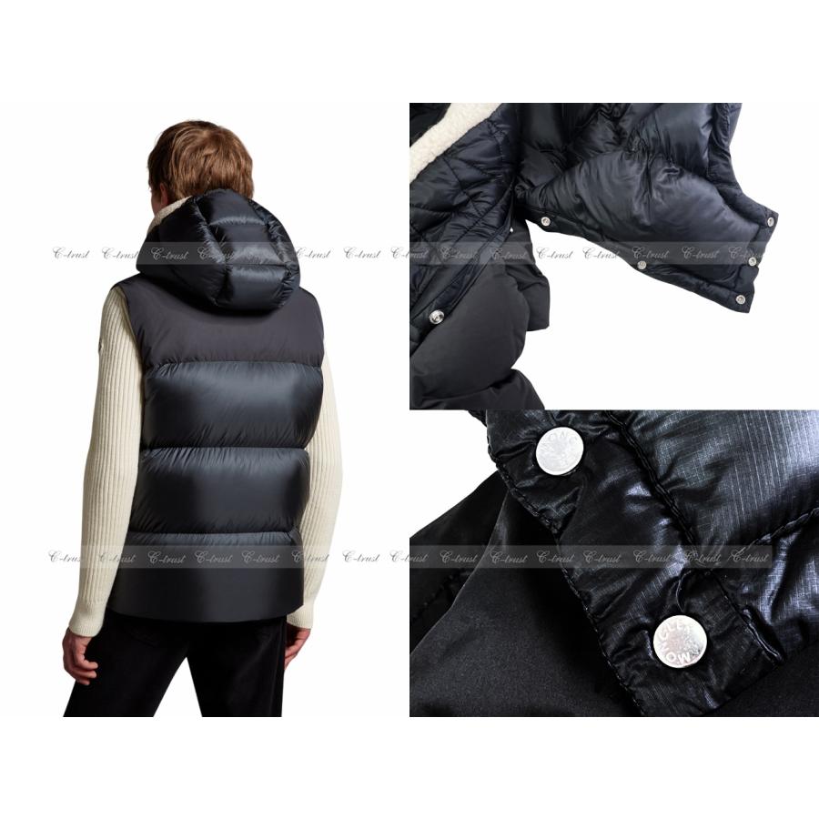 L812-2.. MONCLER モンクレール OUST ダウン ベスト アウター ジレ メンズ アイコン パッチ ロゴ 新品 ★ 999 ブラックの画像