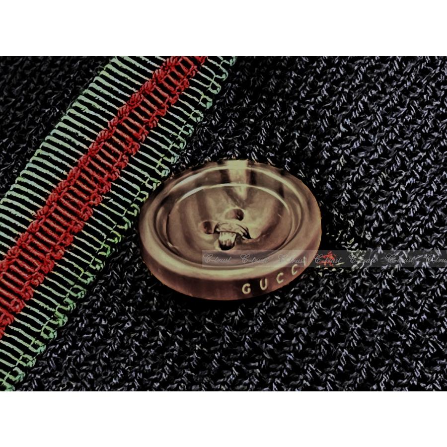 L819-46.. GUCCI グッチ ジャケット JK コットン ブレザー リボン トリム シングル ロゴ イタリア製 新品 ★ ネイビーの画像
