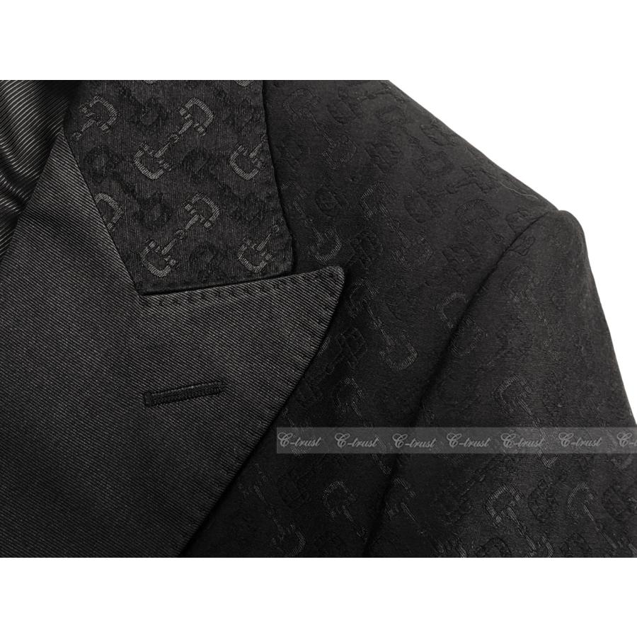 L820-46.. GUCCI グッチ ジャケット JK ホースビット テーラード フォーマル ピークドラペル シングル メンズ イタリア製 新品 ★ 1000 ブラックの画像