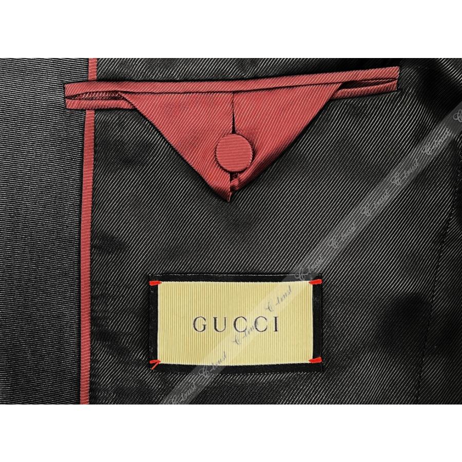 L820-46.. GUCCI グッチ ジャケット JK ホースビット テーラード フォーマル ピークドラペル シングル メンズ イタリア製 新品 ★ 1000 ブラックの画像