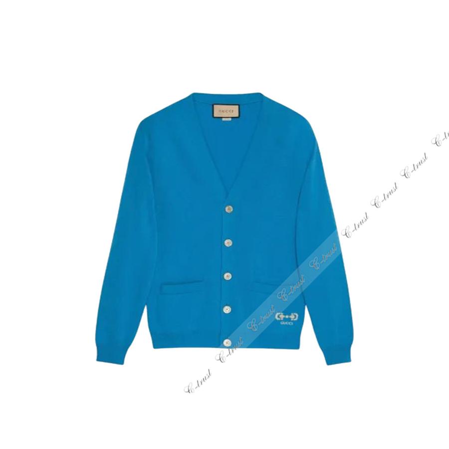 L823- GUCCI グッチ カーディガン ニット ホースビット トップス Vネック メンズ ロゴ イタリア製 新品の画像
