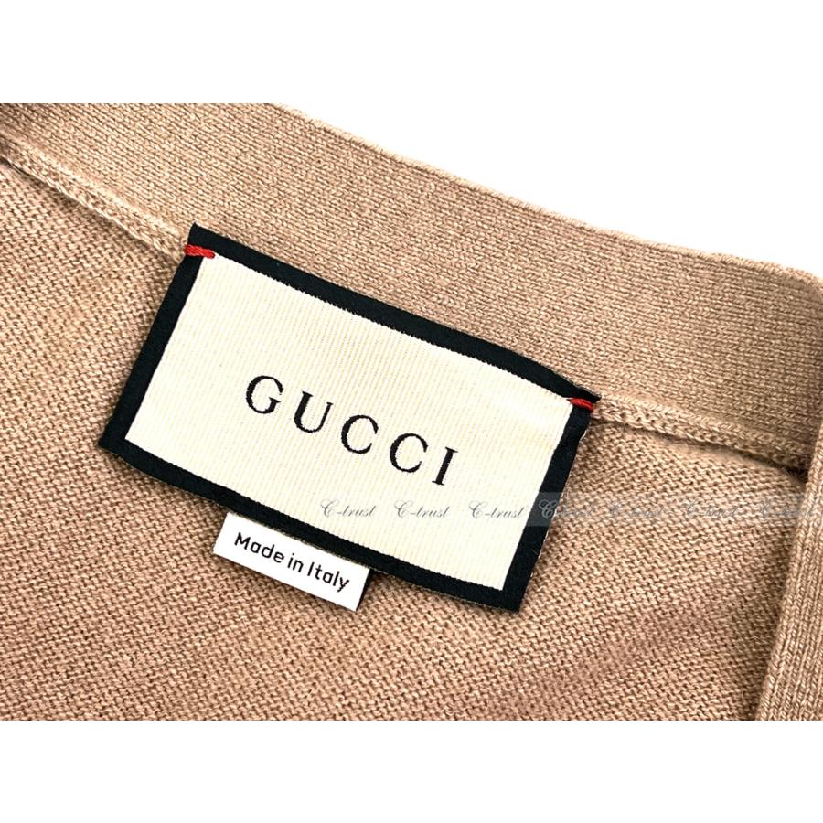 L823-S.. GUCCI グッチ カーディガン ニット ホースビット トップス Vネック メンズ ロゴ イタリア製 新品 ★ 2602 ベージュの画像