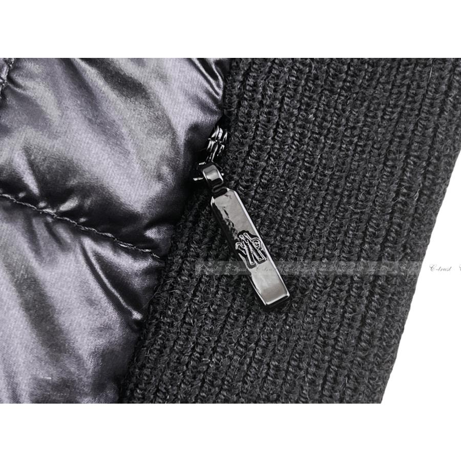 L846-S.. MONCLER モンクレール キルティング カーディガン ダウン クルーネック レディース ロゴ 新品 ★ 999 ブラックの画像