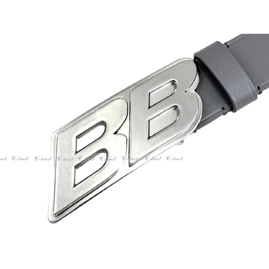 L887-90.. BALENCIAGA バレンシアガ ベルト BB MOTO LOGO BELT シルバー カーフ レザー ロゴ イタリア製 新品 ★ 1404 グレー_1