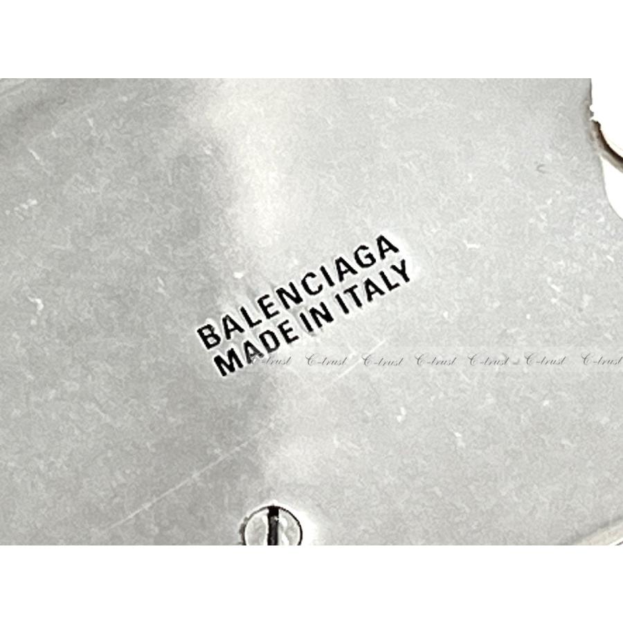 L887-90.. BALENCIAGA バレンシアガ ベルト BB MOTO LOGO BELT シルバー カーフ レザー ロゴ イタリア製 新品 ★ 1404 グレー_3