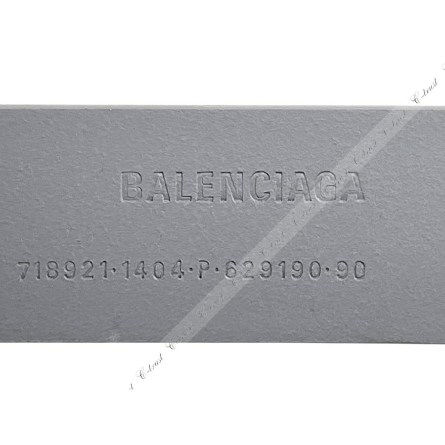 L887-90.. BALENCIAGA バレンシアガ ベルト BB MOTO LOGO BELT シルバー カーフ レザー ロゴ イタリア製 新品 ★ 1404 グレー_7
