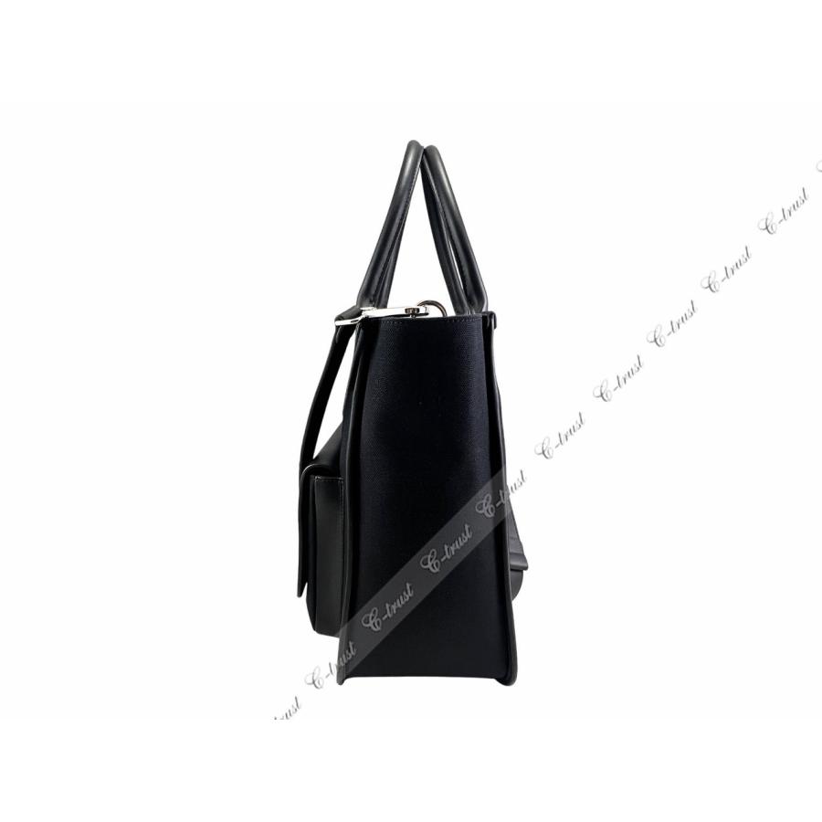 L907.. GIORGIO ARMANI ジョルジオ アルマーニ トート バッグ BAG ショルダー ストラップ キャンバス レザー イタリア製 新品 ★ ブラックの画像