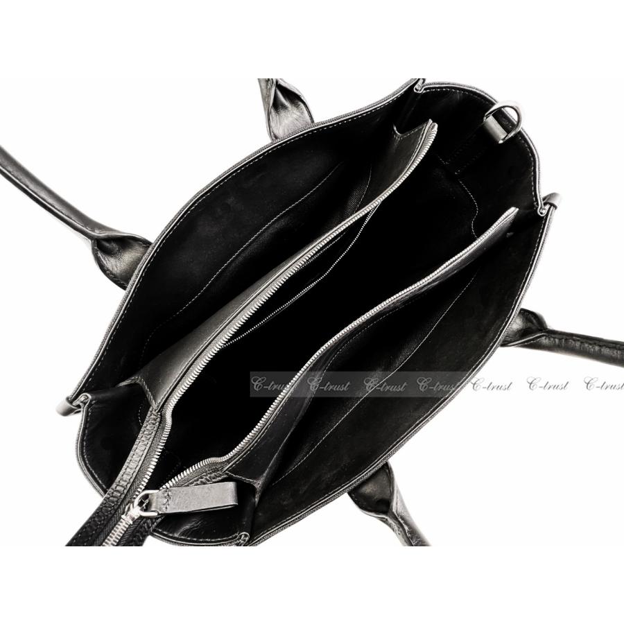 L907.. GIORGIO ARMANI ジョルジオ アルマーニ トート バッグ BAG ショルダー ストラップ キャンバス レザー イタリア製 新品 ★ ブラックの画像