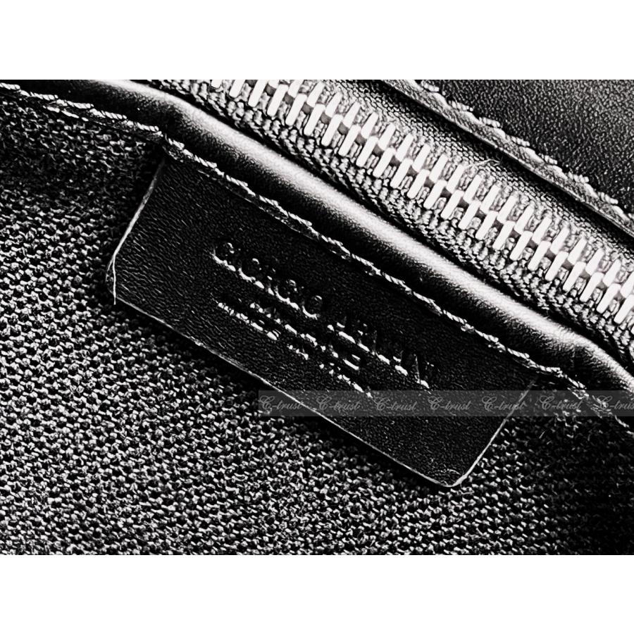 L907.. GIORGIO ARMANI ジョルジオ アルマーニ トート バッグ BAG ショルダー ストラップ キャンバス レザー イタリア製 新品 ★ ブラックの画像