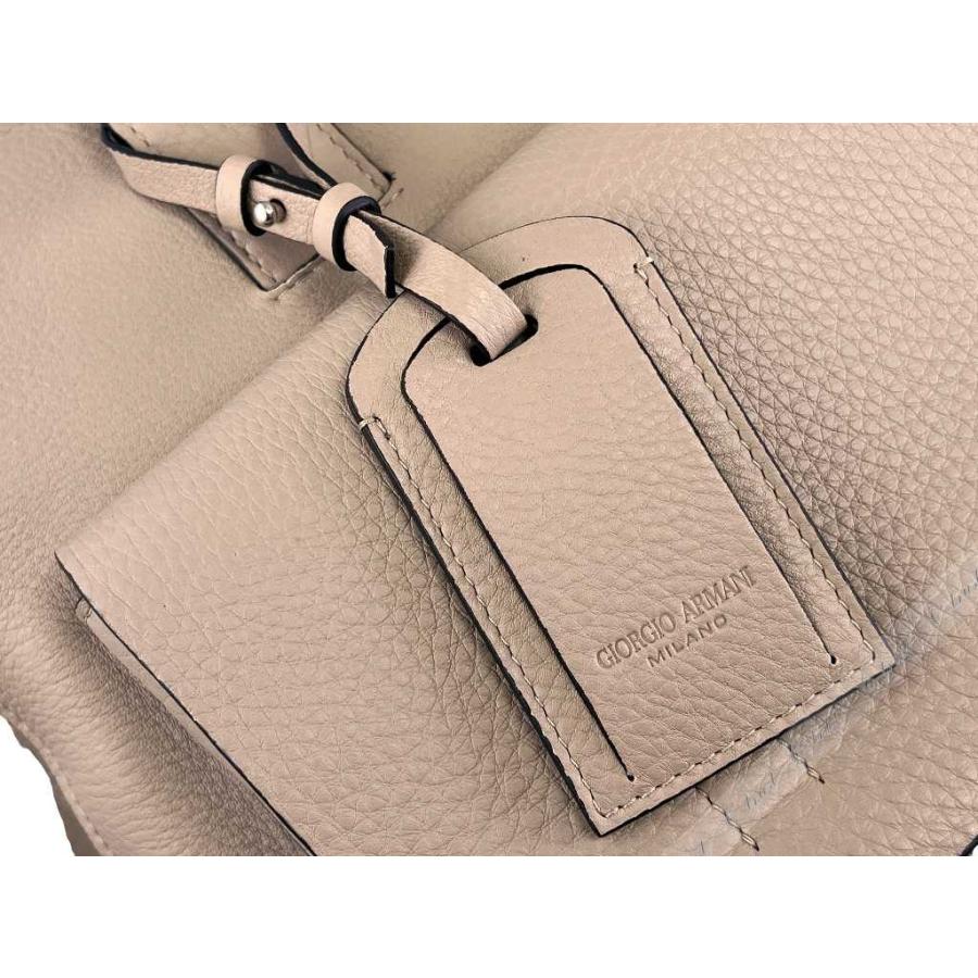L909.. GIORGIO ARMANI ジョルジオ アルマーニ ボストン バッグ BAG ショルダー ストラップ カーフ レザー イタリア製 新品 ★ ベージュの画像