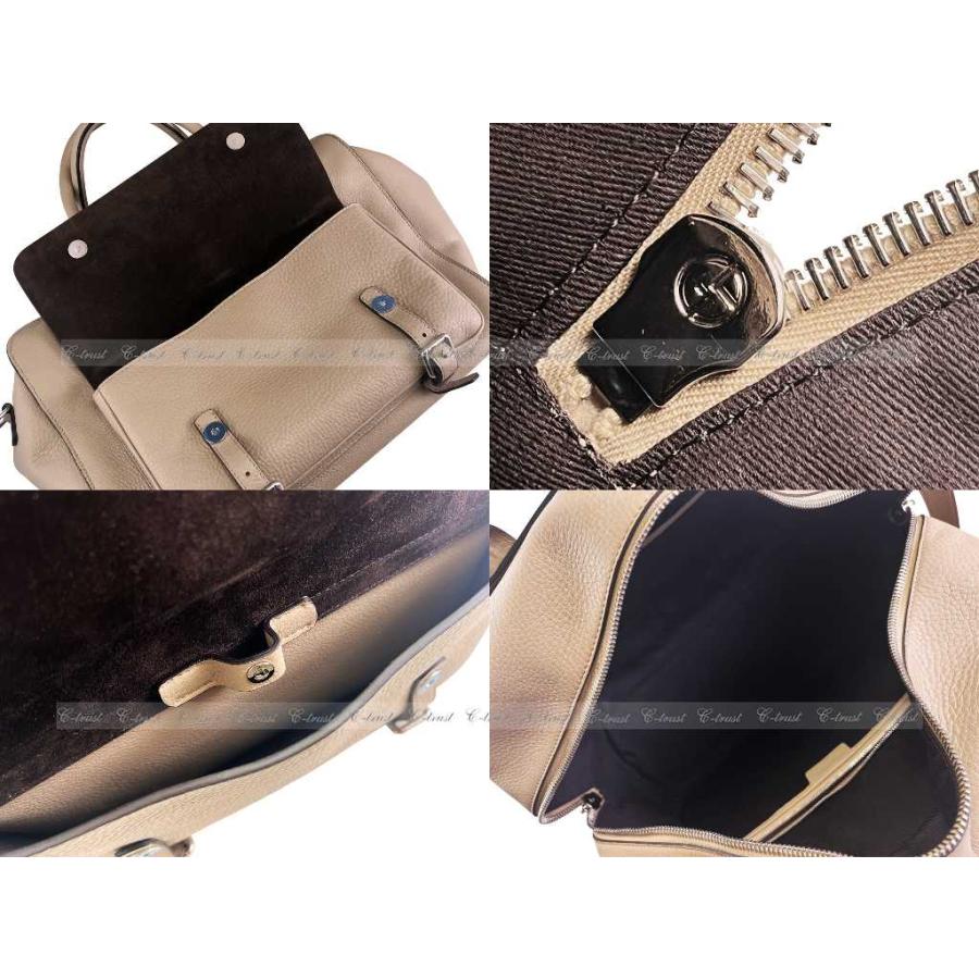 L909.. GIORGIO ARMANI ジョルジオ アルマーニ ボストン バッグ BAG ショルダー ストラップ カーフ レザー イタリア製 新品 ★ ベージュの画像