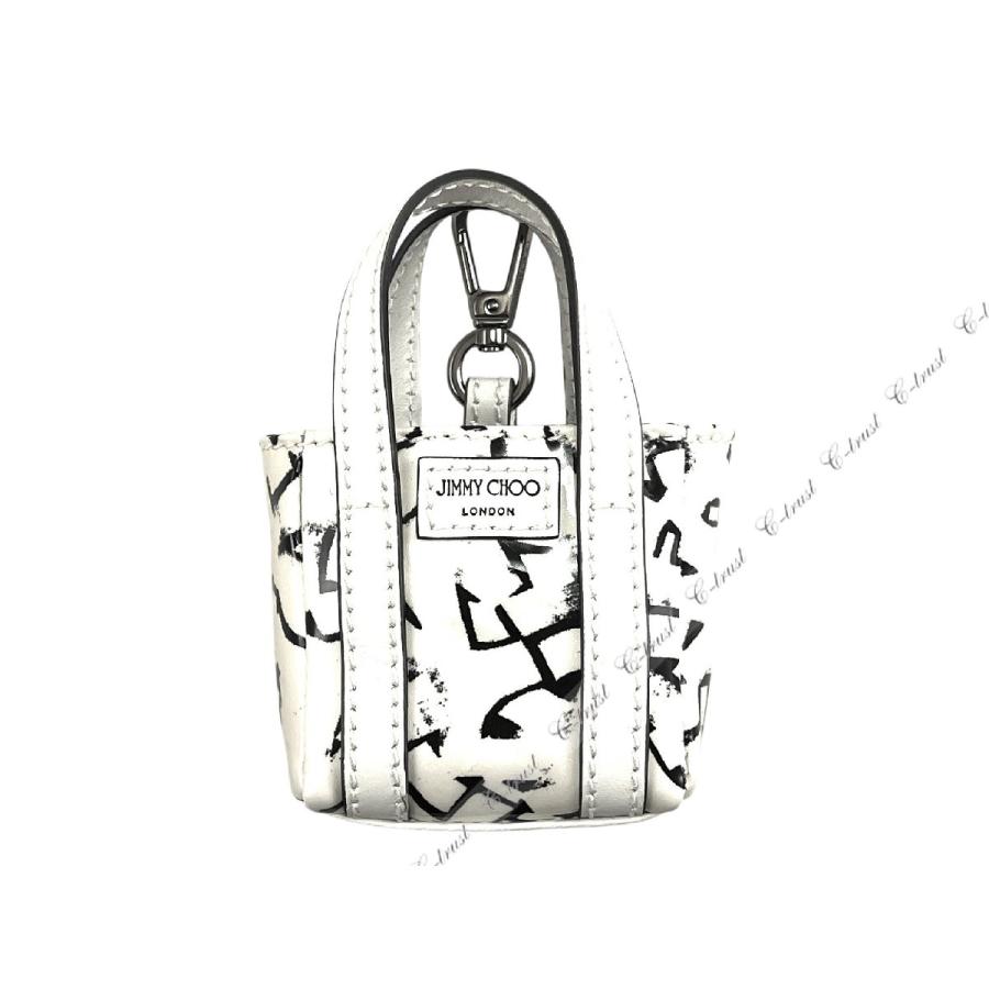 L926.. JIMMY CHOO ERIC HAZE ジミーチュウ エリックヘイズ コラボ チャーム バッグ BAG 小物入れ エナメル ロゴ 新品 ★ ホワイト_2