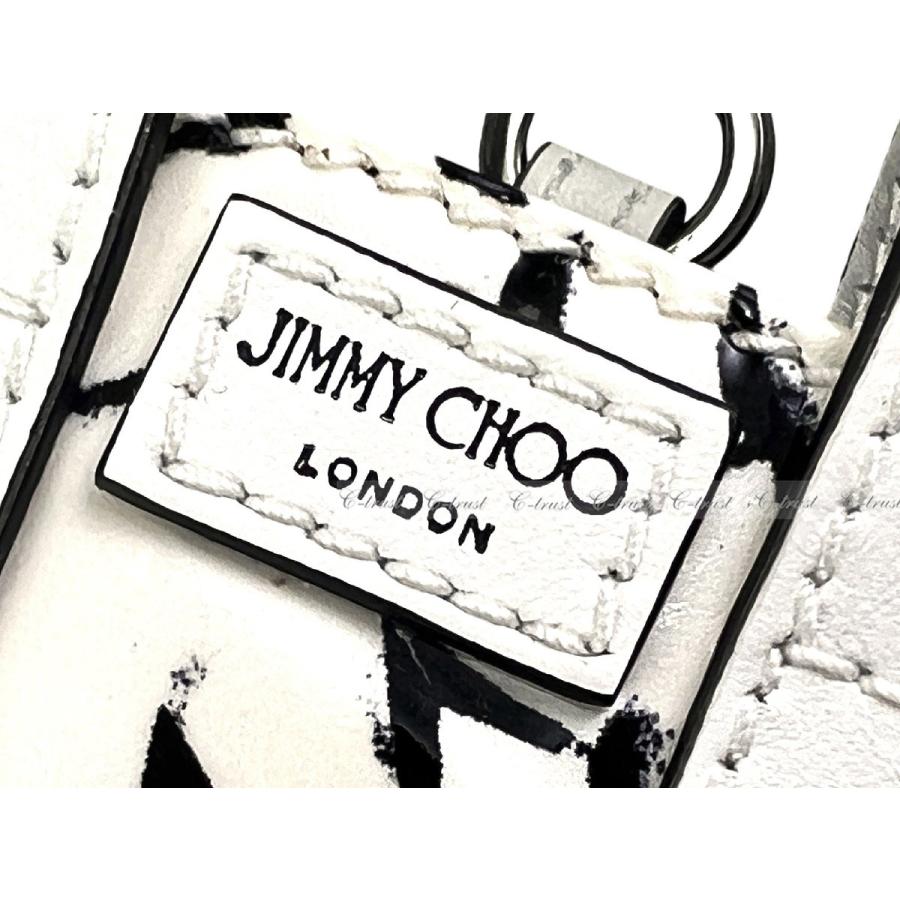 L926.. JIMMY CHOO ERIC HAZE ジミーチュウ エリックヘイズ コラボ チャーム バッグ BAG 小物入れ エナメル ロゴ 新品 ★ ホワイト_5